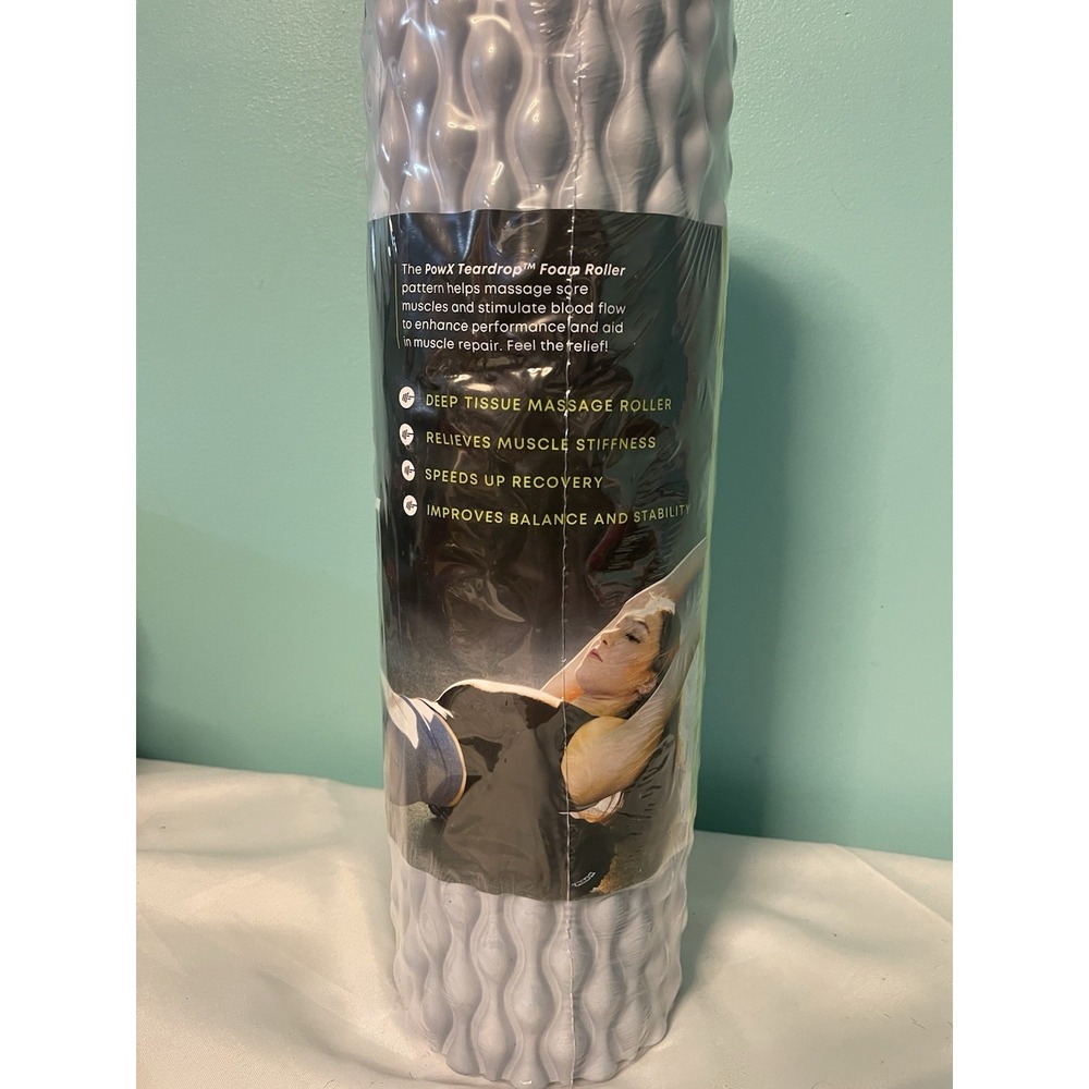 PowX 18" Teardrop Foam Roller for Deep Tissue and Muscle Massage, Gray, BNIB